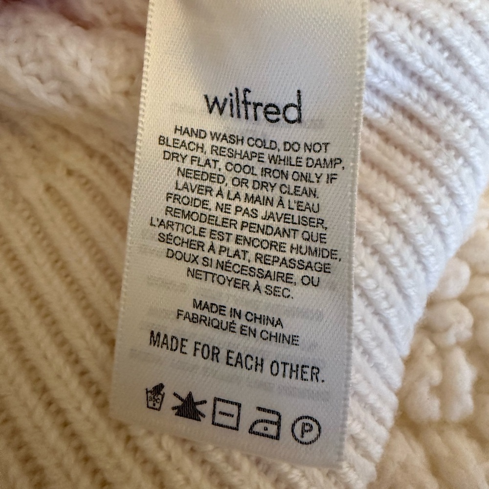 Wilfred Merino Wool Cropped Cream Cowl Neck Sweater Size XL - Picture 5 of 9